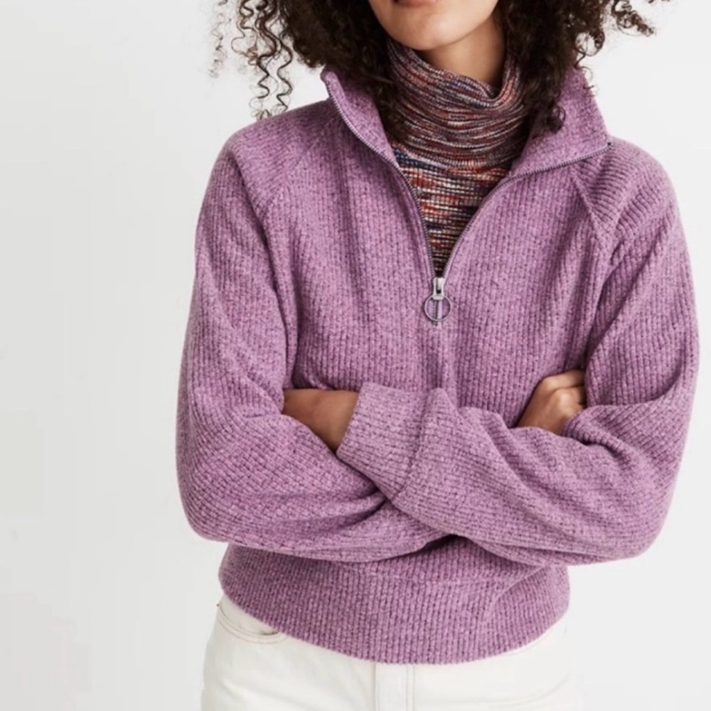 Madewell Purple Half-Zip Sweater